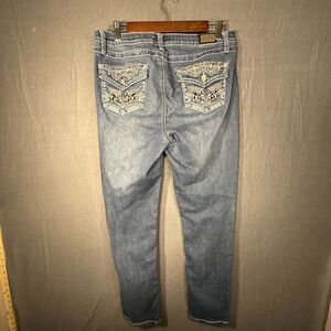 Earl Jean Skinny Womens Size 12 Blue Stretch Medium Wash Embellished Pockets